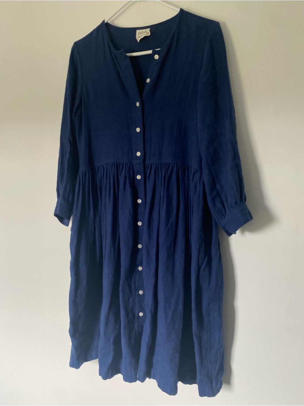 Beaton linen custom dress Button-Front